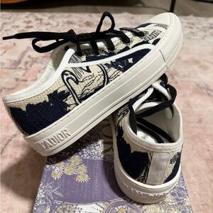 Dior Navy and Cream Canvas Sneakers